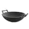 MegaChef 14" Heavy Duty Cast Iron Wok With Wood Lid Set